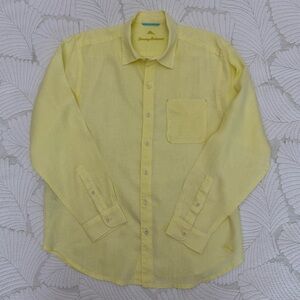 Tommy Bahama Yellow Linen Button-Down Shirt - Men's Medium